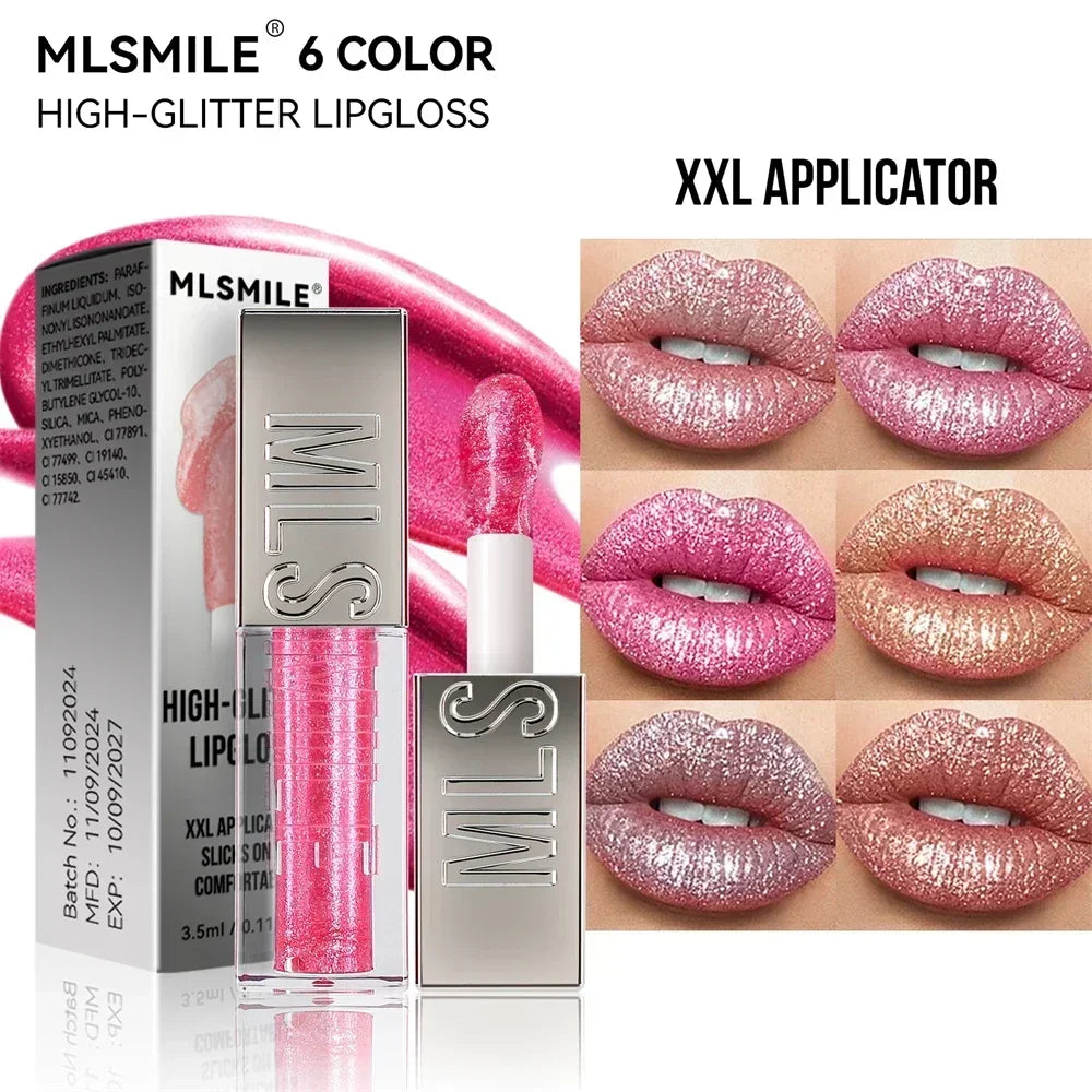 Flash Waterproof Diamond Shimmer Glitter Lip Gloss 6 Colors Sparkling Zpaxo