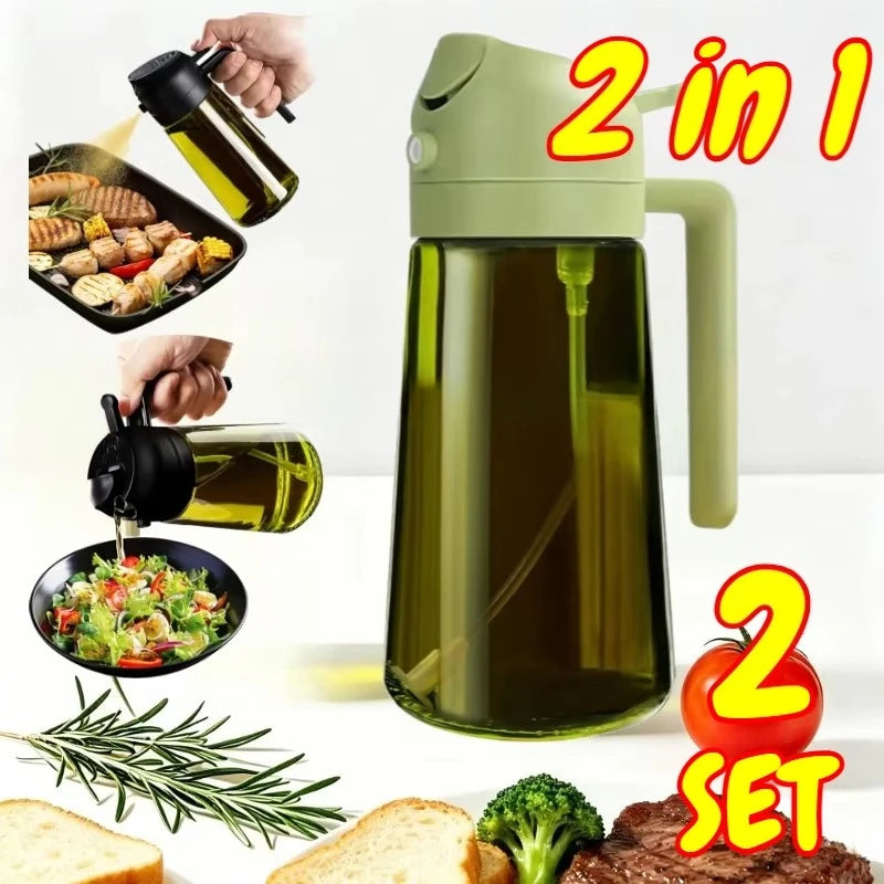 500ML Oil Sprayer for Cooking 2-in-1 Olive Oil Dispenser Leakproof Olive Oil Sprayer Bottle for Cooking Air Fryer BBQ Salad Zpaxo