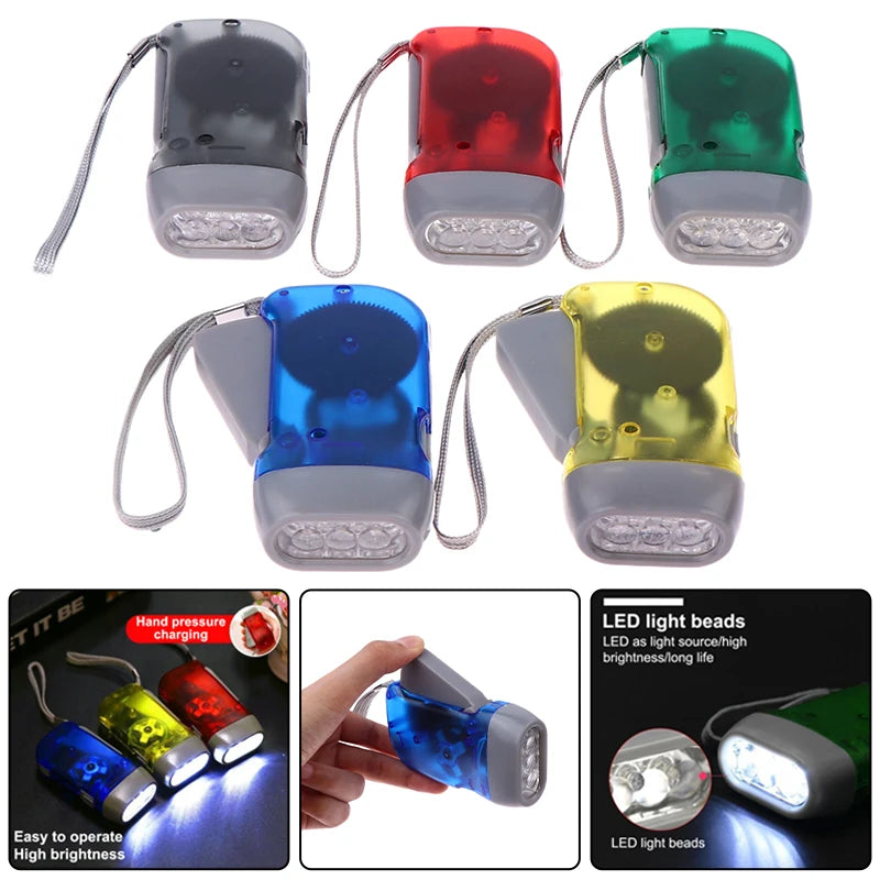 Hand-Crank Dynamo LED Flashlight – Battery-Free Mini Torch Hand-Crank Flashlight Zpaxo