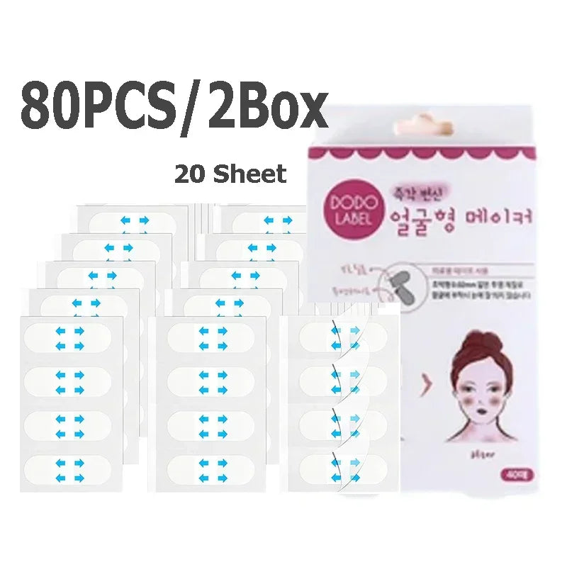 120/80/40Sheets V Lift Face Sticker Invisible Makeup Adhesive Lift Face Tape Slim Patch Breathable Sticker Lifting Tighten Chin Zpaxo 80PCS