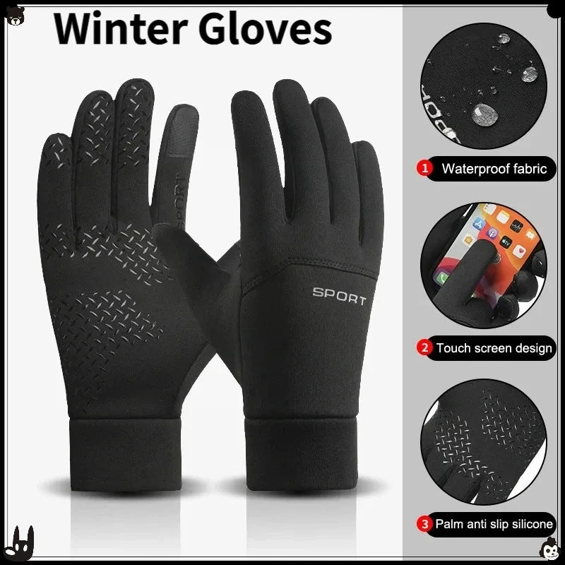 Outdoor Winter Warm Sports Runing Gloves Screen Touch Non-Slip Cycing Skiing Windproof Waterproof Full Finger Gloves Unisex Zpaxo