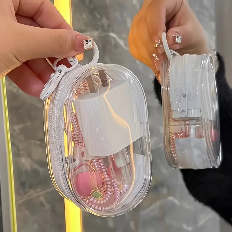 Portable Clear Cable Organizer Storage Box Charger Earbuds Data