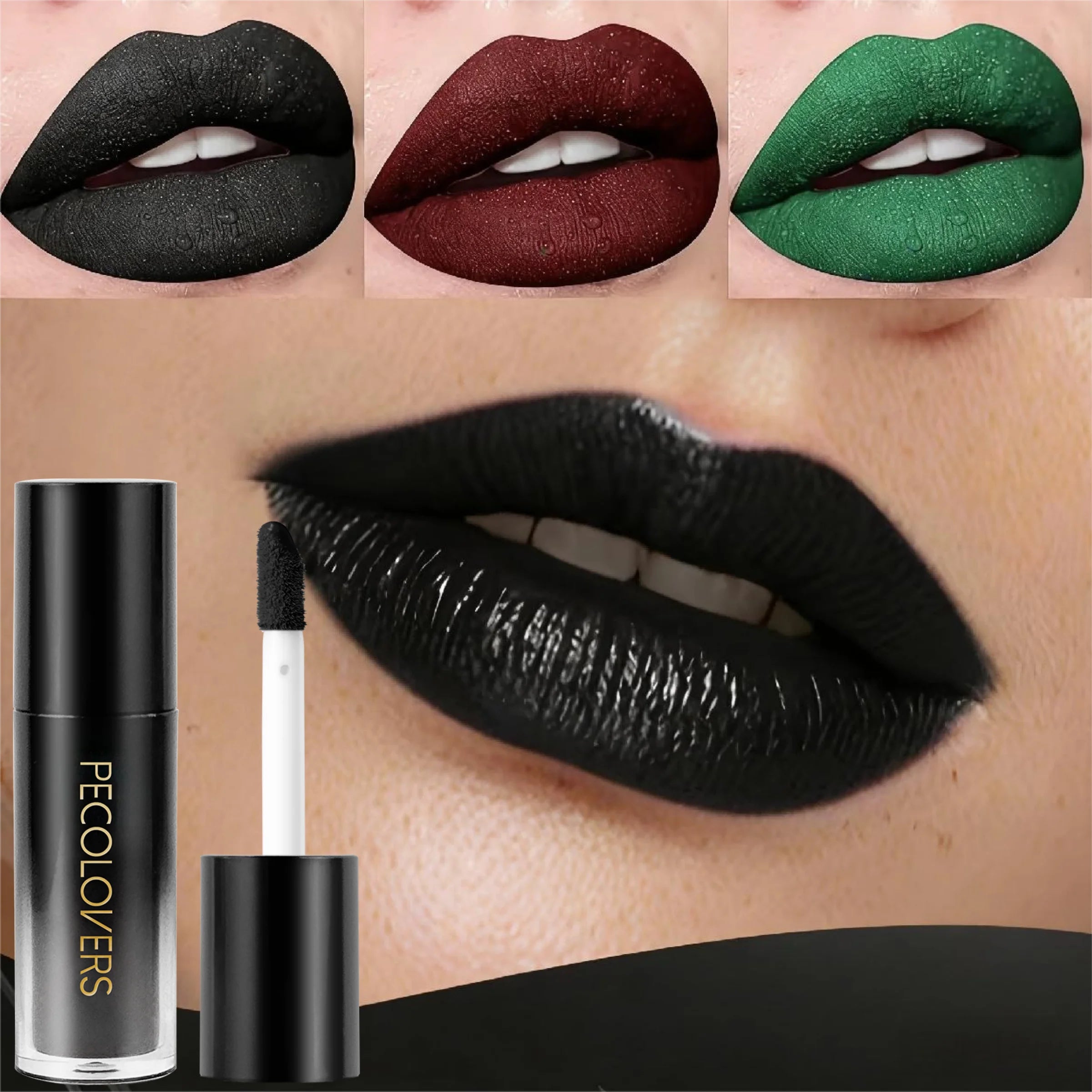 Colorful Lip Gloss Lacquer Purple Black Green Blue Halloween