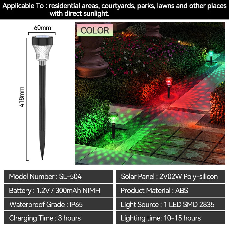 Outdoor Solar Lawn Lights Garden Decorative RGB LED Lamp Waterproof Zpaxo SL-L-Colorful 4 PCS