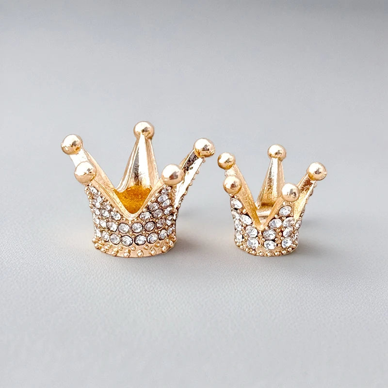 Gold Miniature Dollhouse Crown 2 Mini Alloy Rhinestone Princess Tiara Zpaxo