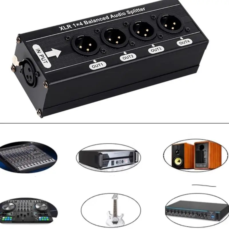 652F Professional 3Pin Balanced Sound Splitter 1 Input 4 Output Zpaxo