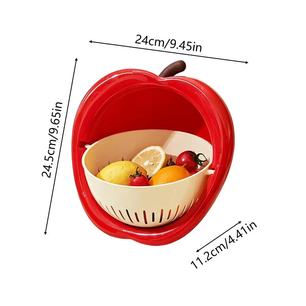 Apples Shape Fruit Strainer Thick Plastic Fast Draining Colander