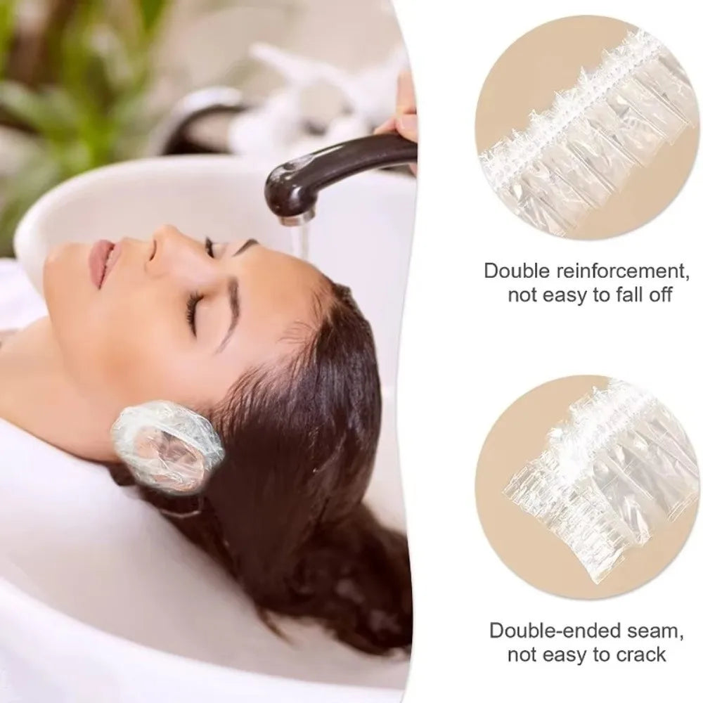 100PCS Plastic Disposable Ear Cover Waterproof Transparent Hairdressing Earmuffs One Size Elastic Hair Dyeing Ear Sleeve Zpaxo