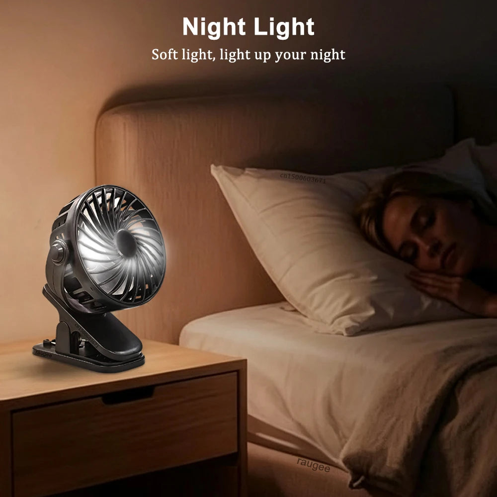 Portable Clip Fan Mini Baby Stroller USB Rechargeable Desk 360 Rotate