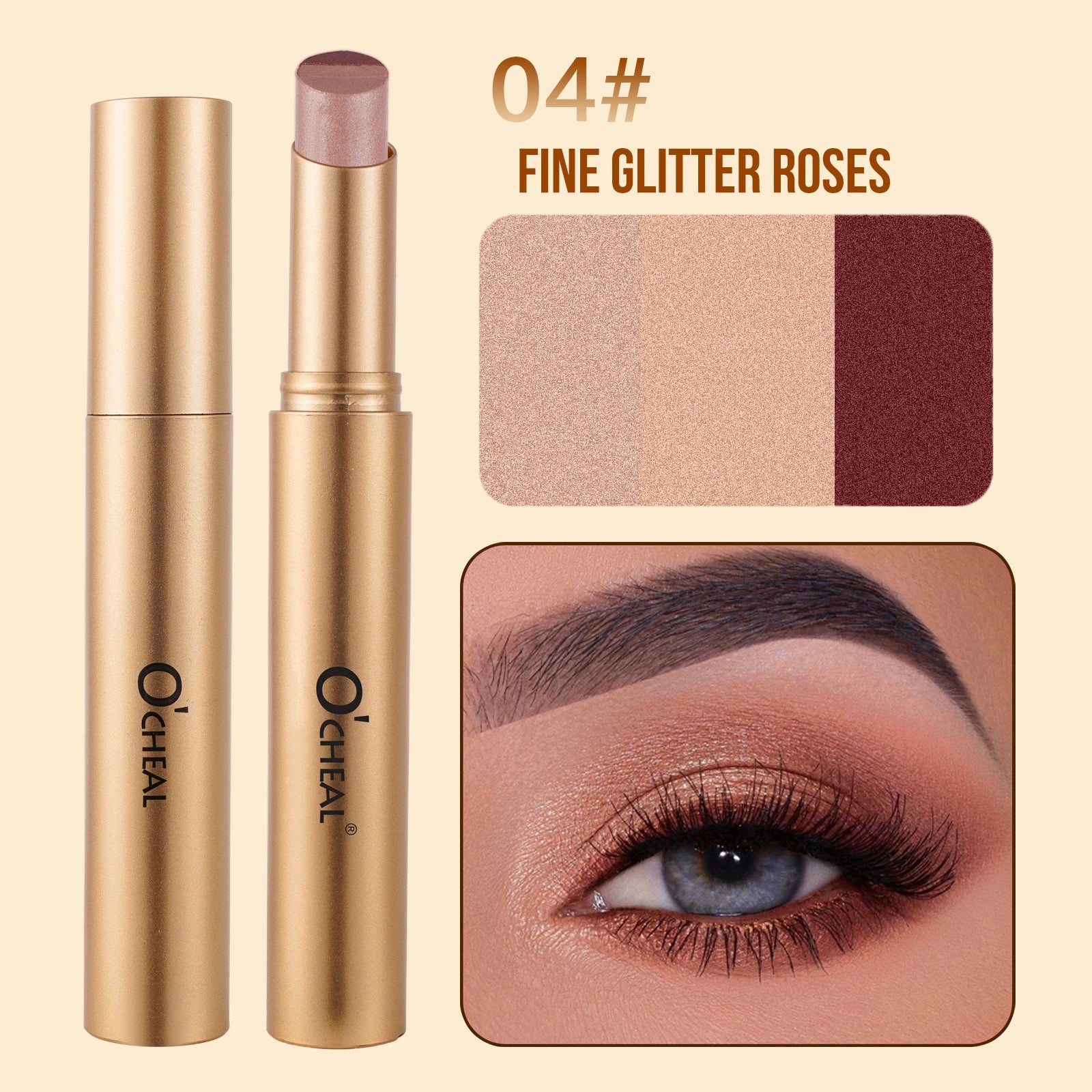 Three Matte Pearlescent Eye Shadow Stick Waterproof Durable Gloss