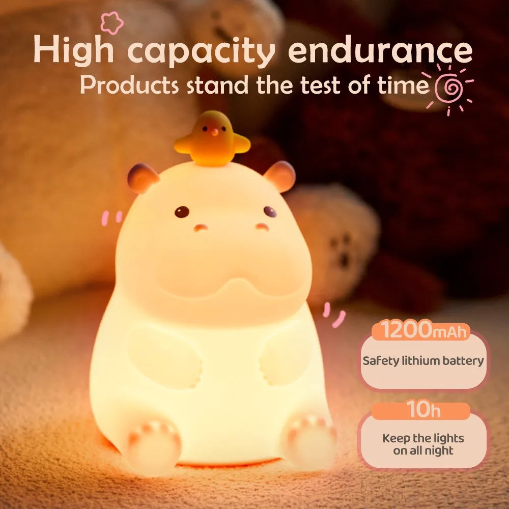 Cute Silicone Squishy Night Lamp Fox Rabbit Dimmable Nursery Nightlight Rechargeable Timing Bedside Table Lamp With Touch Sensor Zpaxo