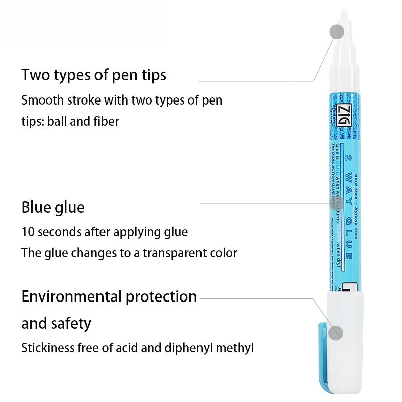 2 Way Glue Pen(1mm/2mm/4mm/15mm) , Adhesive for Professional,Artists, Crafting, Scrapbooking, Gift Card Zpaxo