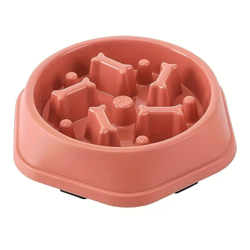 Slow Feed Dog Bowl Slip-resistant Design Promotes Healthy Eating Zpaxo Red 22x4.5CM