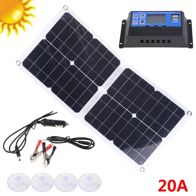 100W 12V5V Foldable 2 USB Solar Panel Cell Phone Tablet Computer Zpaxo