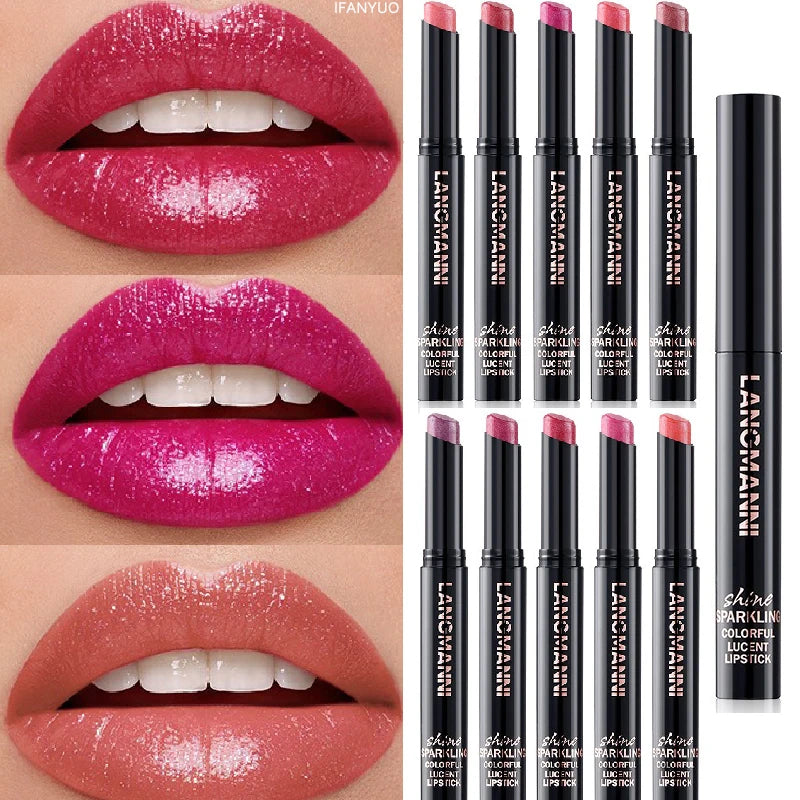 10Color Diamond Glitter Velvet Lipstick Long Lasting Moisturizing
