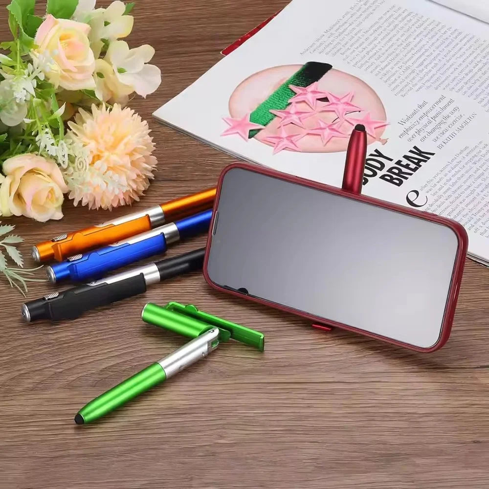 4-in-1 Foldable Stylus Pen – Ballpoint, LED Light & Phone Stand Multifunctional Stylus Pen Zpaxo