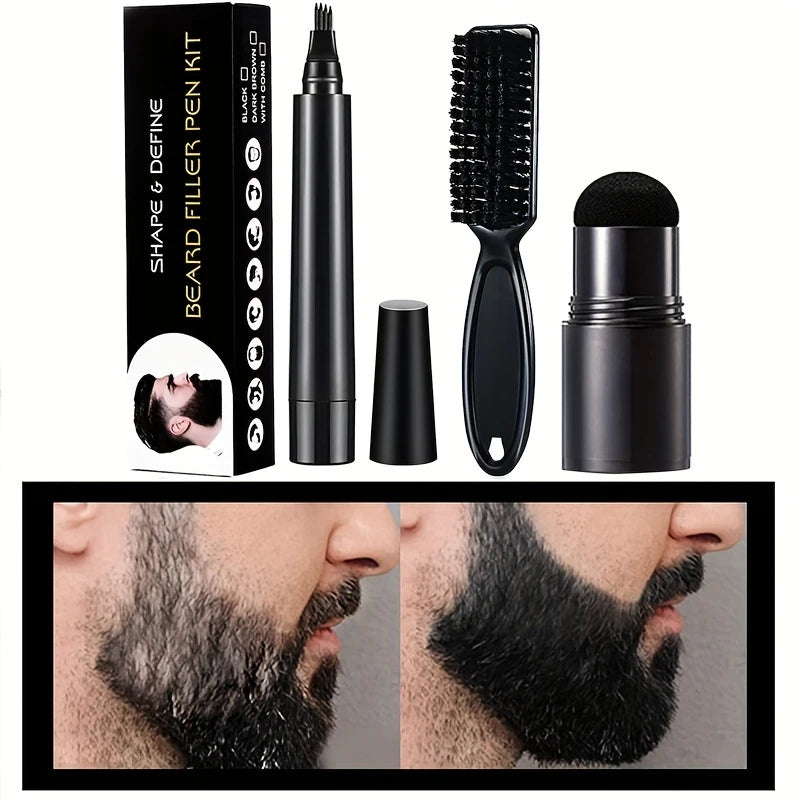 Four-pronged Beard Filler Pen Brush Hairline Eyebrow Powder Stick Zpaxo
