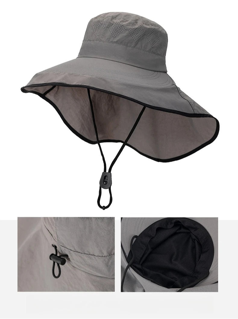New summer sun protection and splash proof large hat with shawl comprehensive sun protection outdoor sun hat Zpaxo