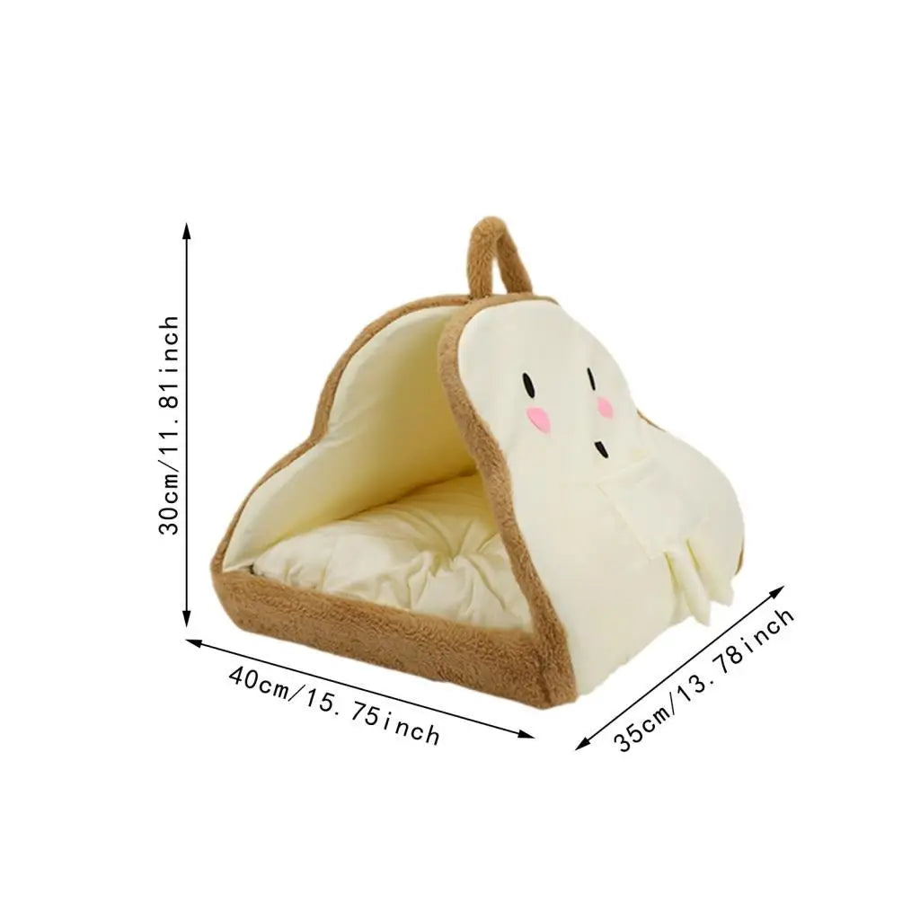 Pet Tent Cave Bed Self Warming Toast Shaped Cat Nest Puppy Cats Dog Zpaxo