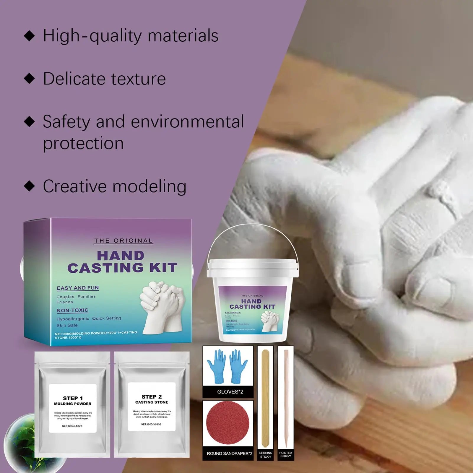Handmade Plaster Hand Mold Casting Kits Couples Romantic DIY Keepsake