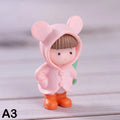 1＆4PC Umbrella Raincoat Girl Boy Figure Decor Pvc Craft Figurine Decor Miniature Fairy Garden Ornament Pendant DIY Accessory Zpaxo A3