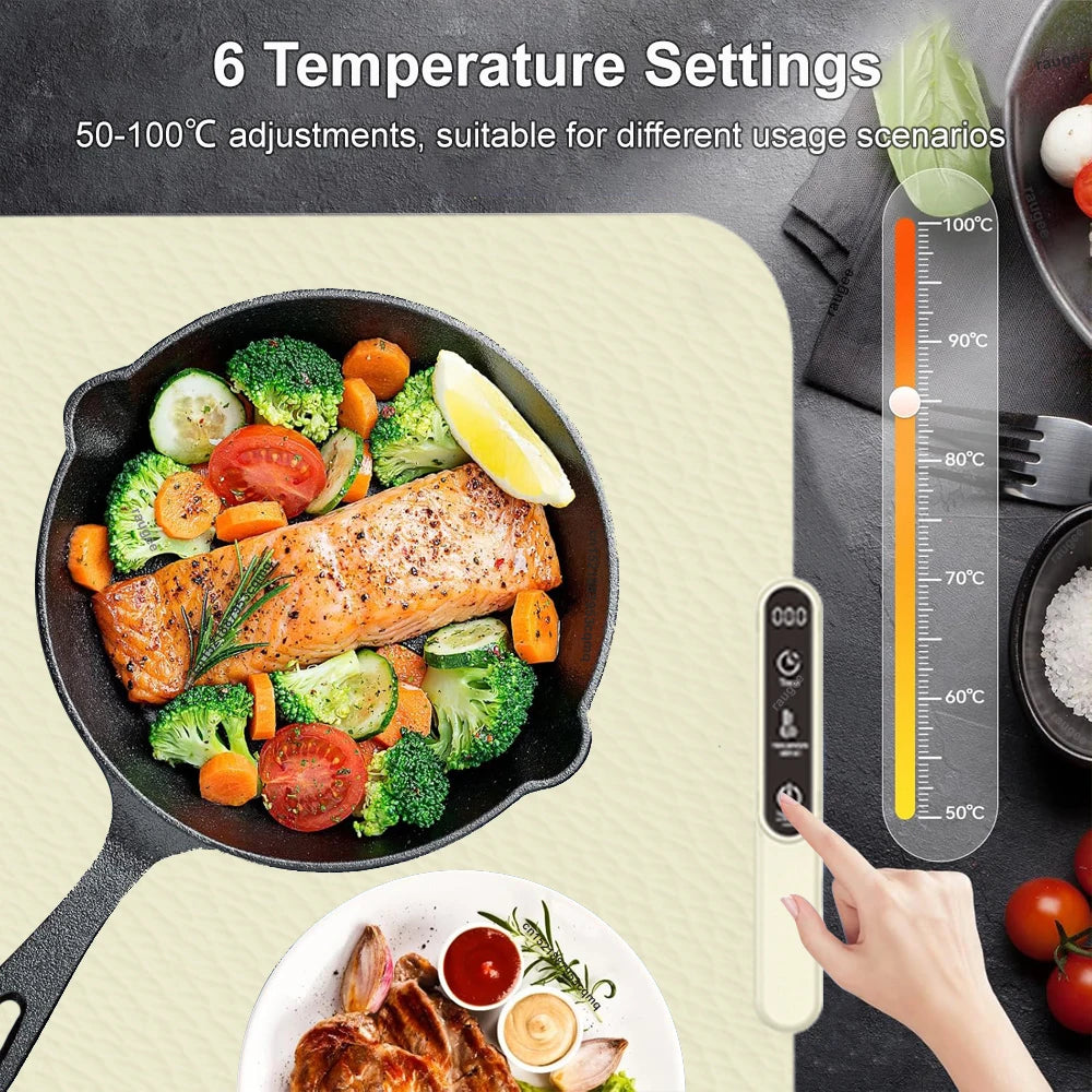 Electric Warming Tray Foldable Food Warmer Plate Silicone Mat Fast