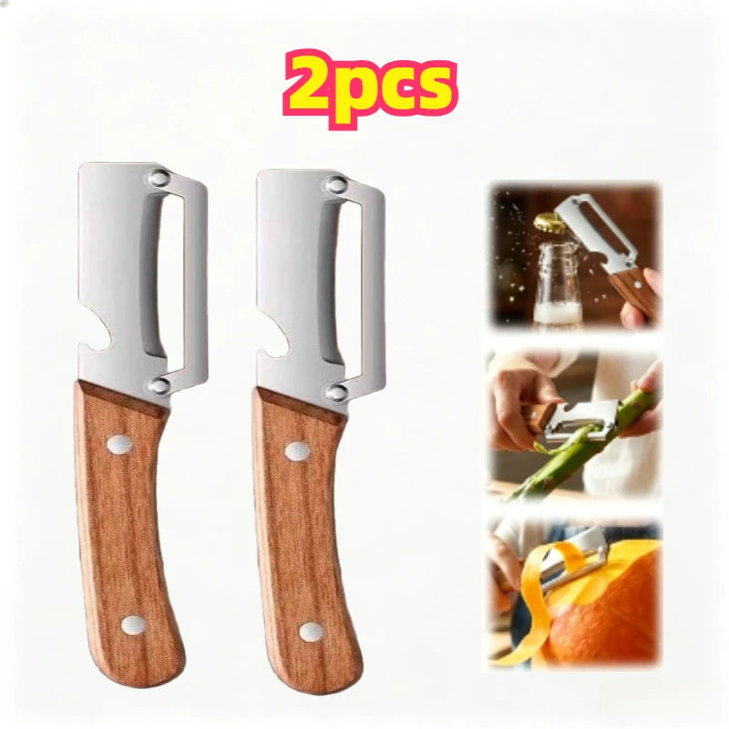 Knife for Cutting Cabbage Kitchen Fruit Processing Tool Peeler Stainless Steel Paring Knife Portable Gadget for Daily Cooking Zpaxo wood Peeler-2PCS