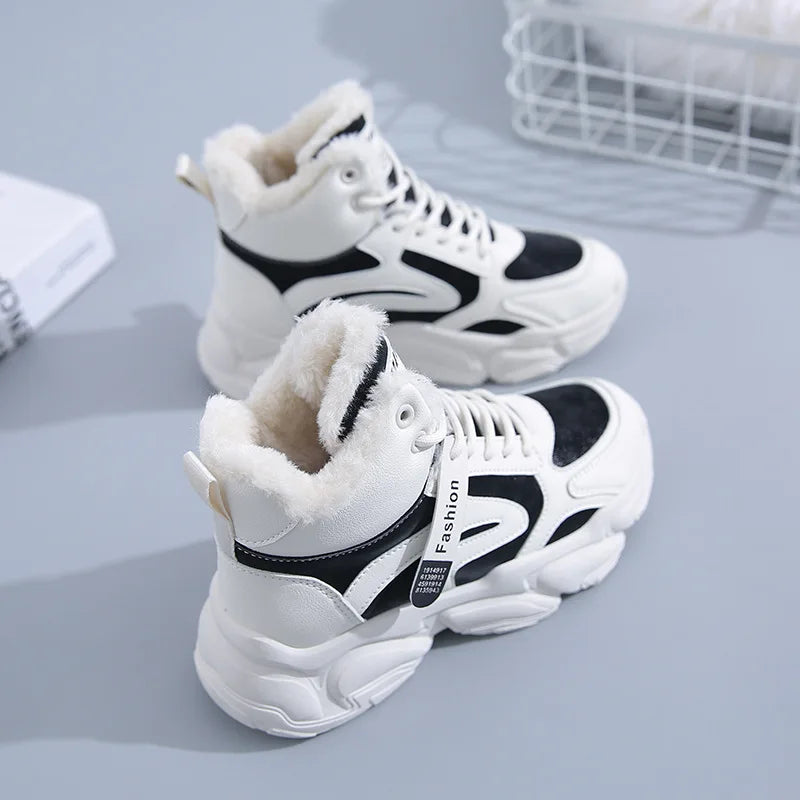 Winter Women Warm Sneakers Platform Snow Boots Ankle Booties Female Zpaxo black 36 China Mainland
