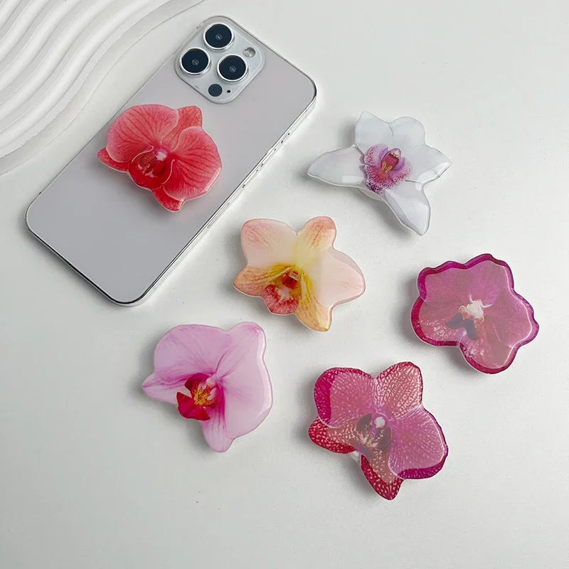 Acrylic Flower Phone Grip Ring Holder & Folding Stand