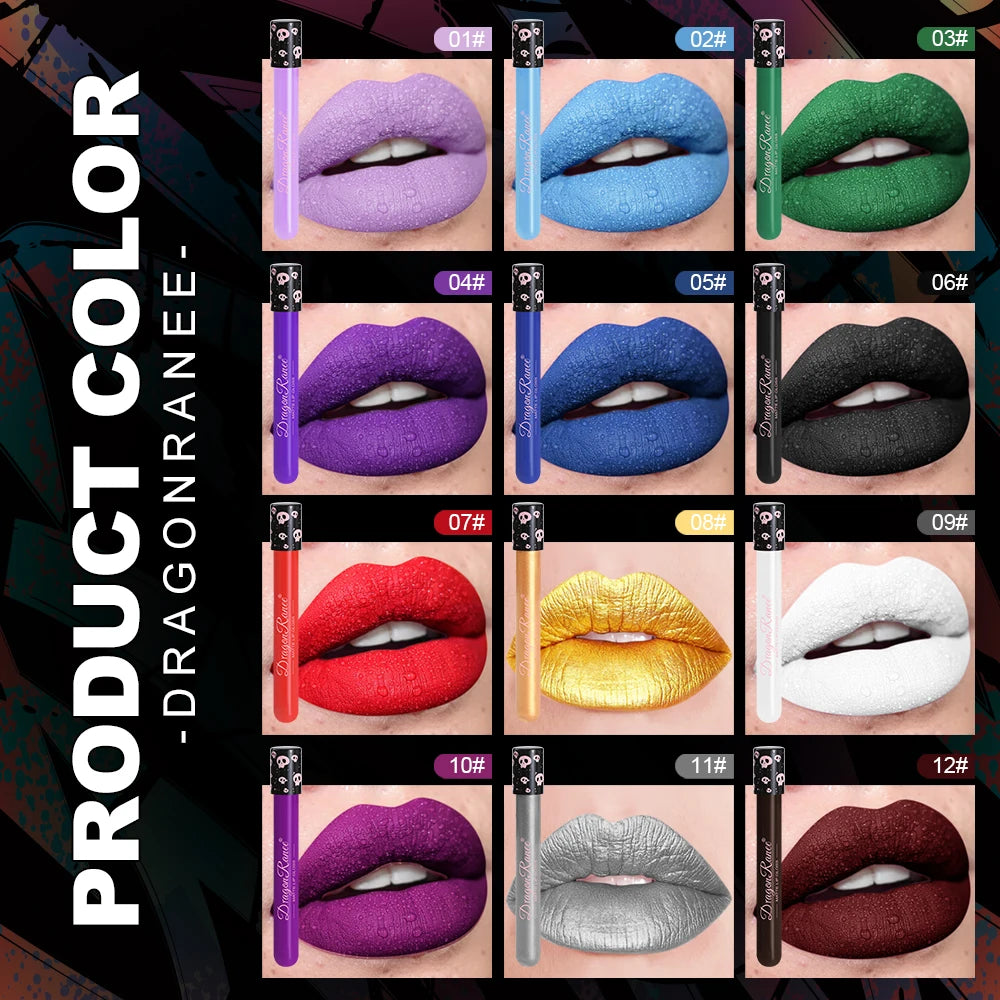 12-Piece Lip Gloss Set, Colorful Lip Gloss, Non-Stick Cup Lipstick, Purple, Black, Brown Lip Gloss, Halloween Performance Festival Lip Gloss Set Zpaxo