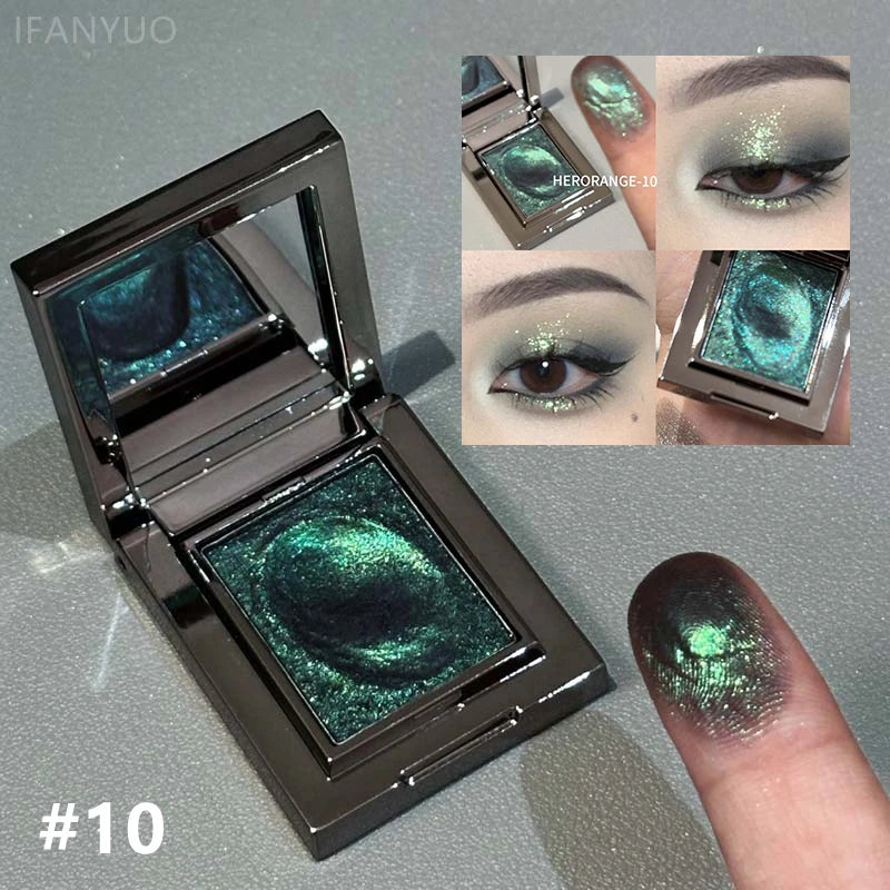 Chameleon Dark Green Eyeshadow Palette Fine Easy-To-Apply Sparkling Pearlescent Mashed Potato Eye Shadow Brightening Makeup Zpaxo 10