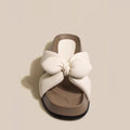 Women's New Thick-soled French Bow Cross-off Non-slip Flat Beach Shoes Zpaxo 37 WHITE