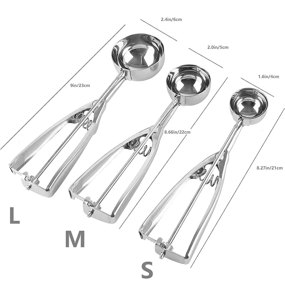 Ice Cream Scoop with Trigger Stainless Steel Cookie Scoop for Baking Fruit Cookie Dough Cupcake Zpaxo