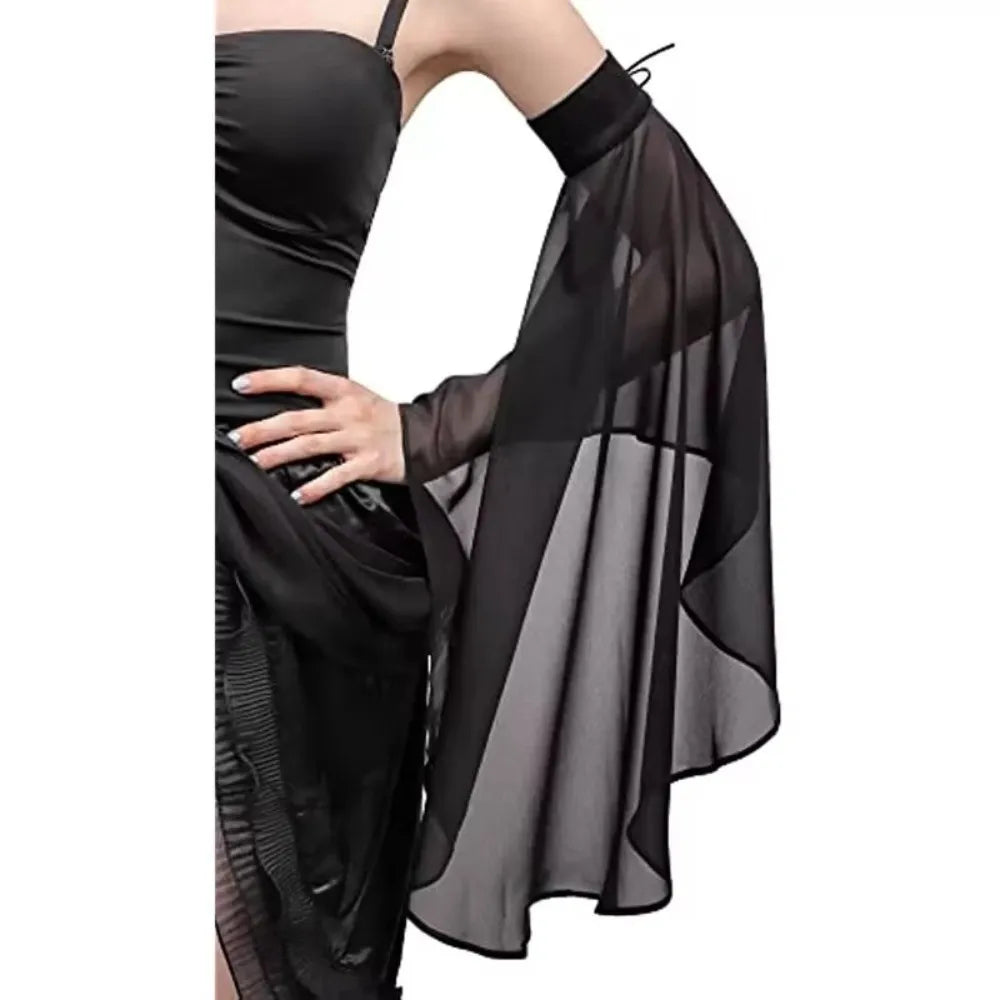 Fashion Sunscreen Long Tulle Sleeves Breathable Chiffon Sheer Bridal Gloves Thin Detachable Sleeves Gothic Events Zpaxo