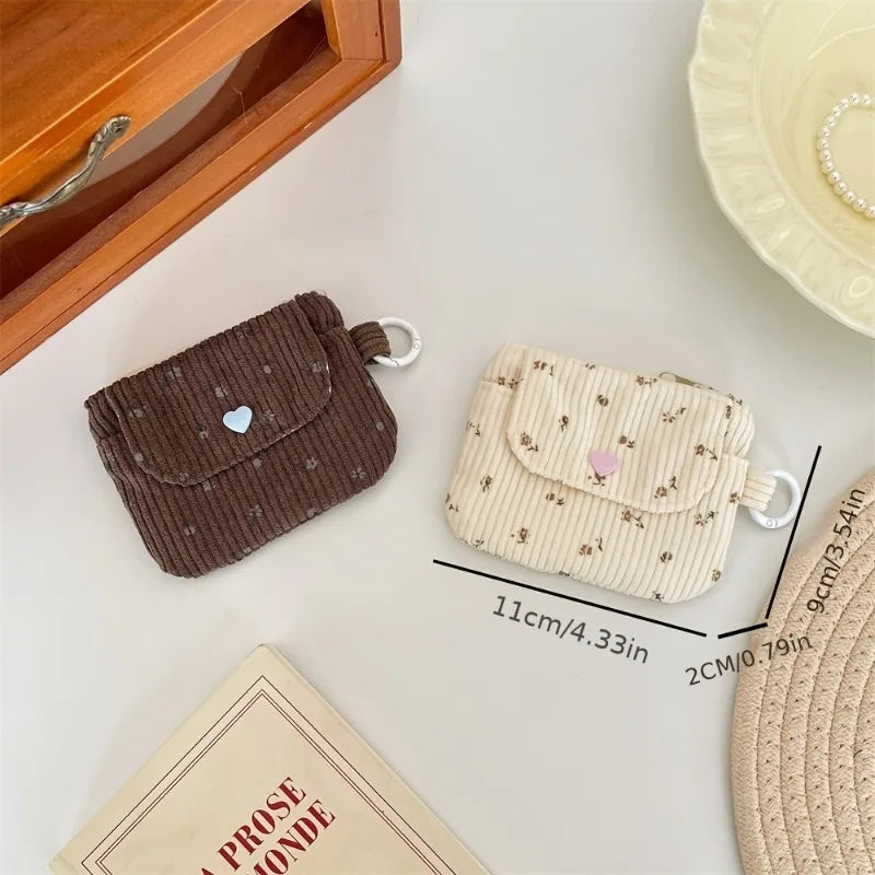 Corduroy Coin Purse Women's Wallet Zipper Card Holder Bank ID Bag