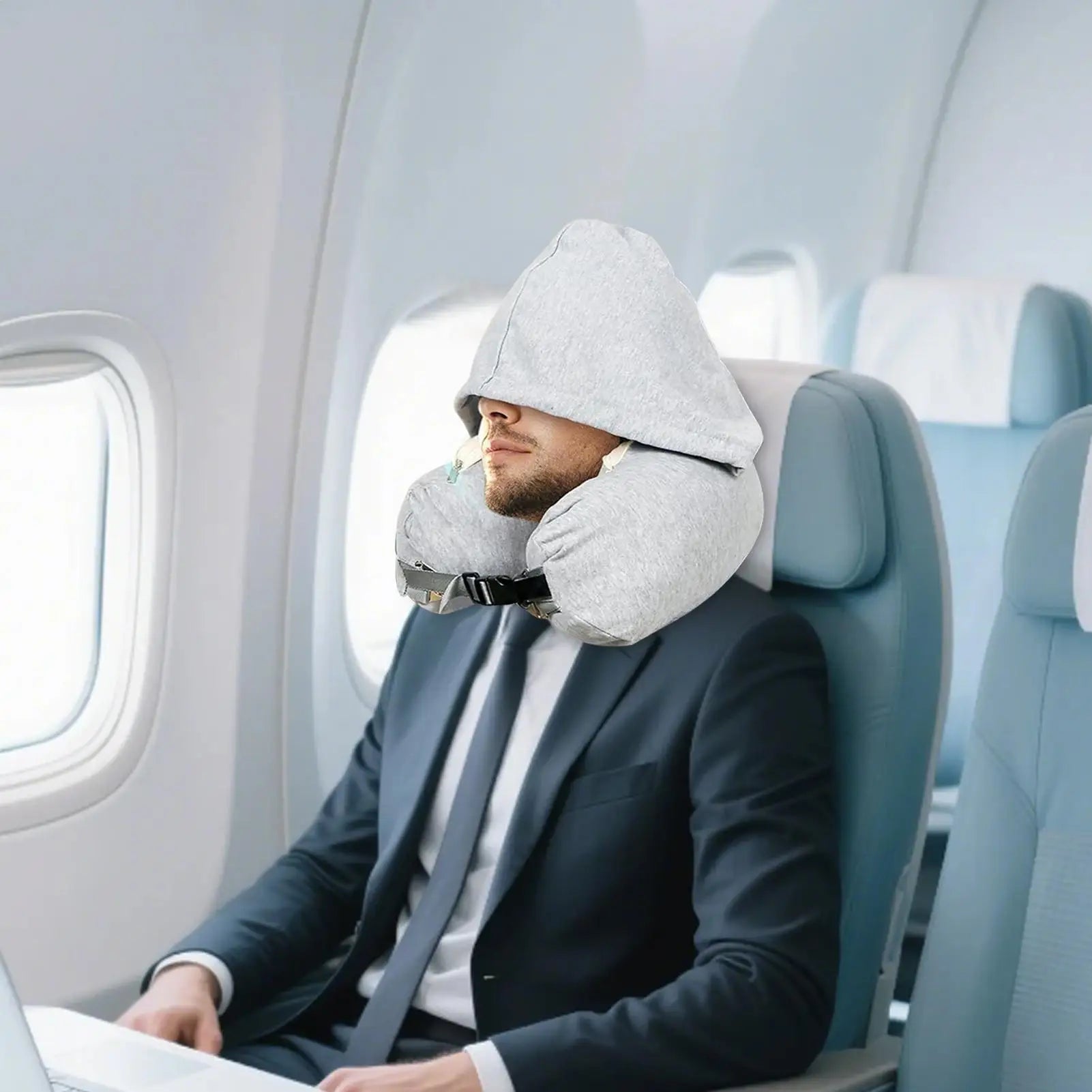Neck Pillow Airplane Stuffable Travel Hood Fillable Storage Bag
