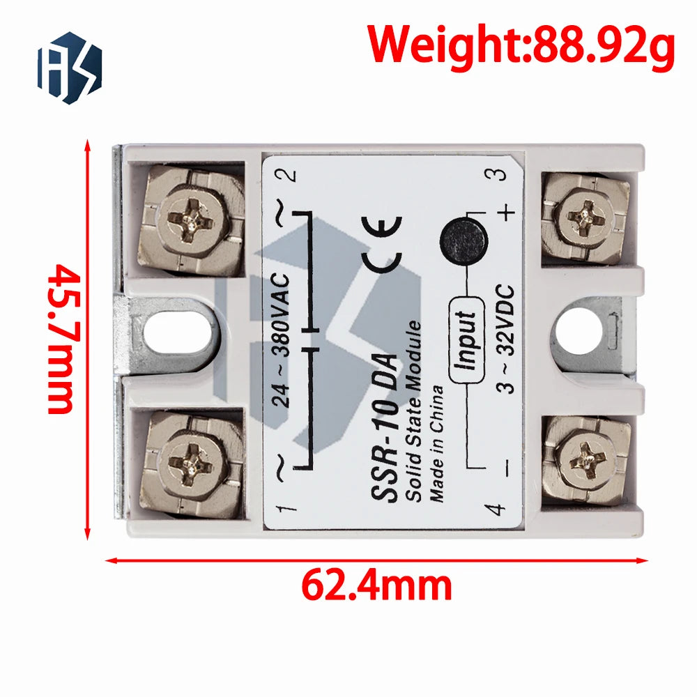10A-50A SSR Solid State Relay Module, 10DA/25DA/40DA/50DA DC3~32V Input AC24~380V Output Zpaxo