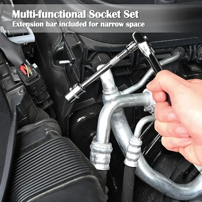 46Pcs Family Tools 1/4 Set Mechanic Tool Kits for Auto Repair Hous with Sockets Metric Hex Bit Socket Set inch Ratchet Wrench Zpaxo