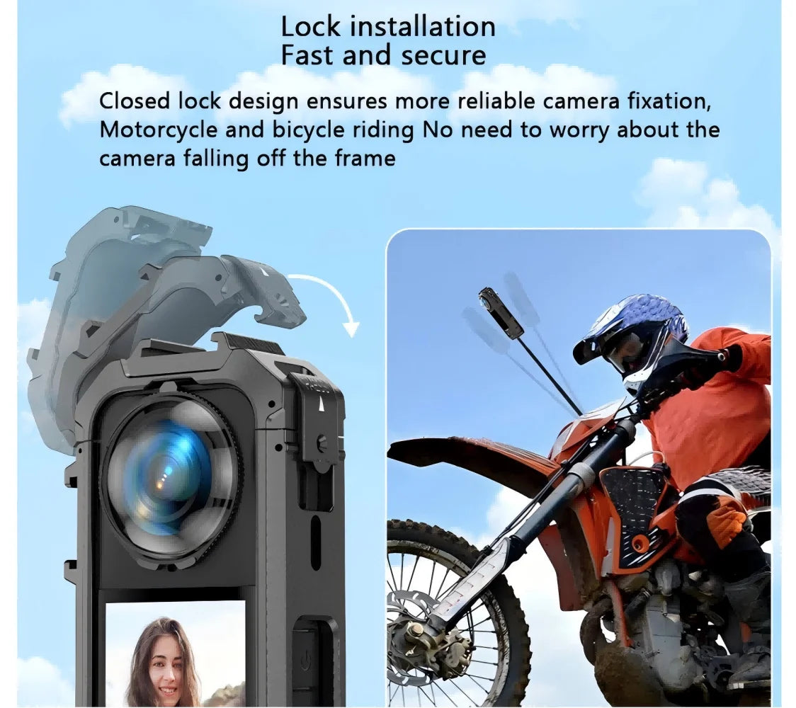 PC Cage Frame for Insta360 X5 – Cold Shoe & Quick Release Camera Cage Frame Zpaxo