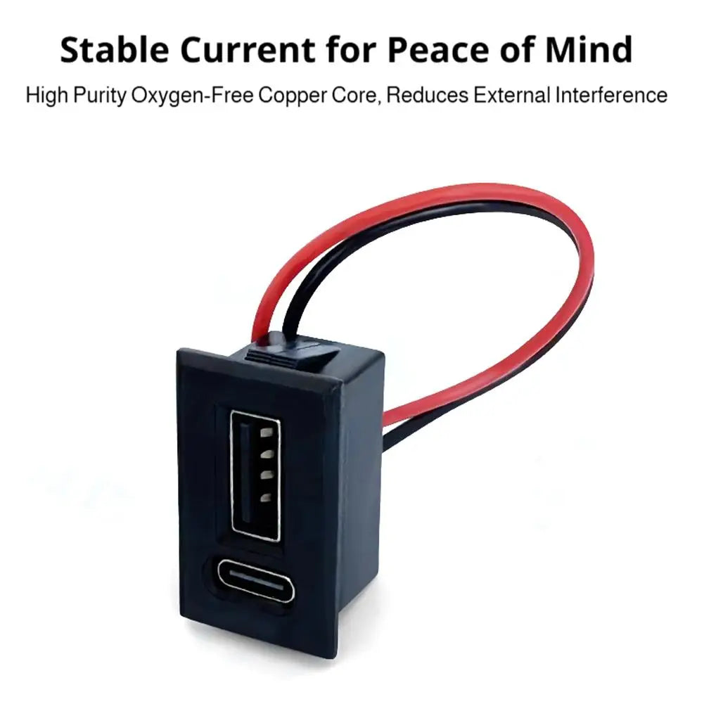 Dual USB-A & USB-C Embedded Charging Port Module with Cable USB Charging Module Zpaxo