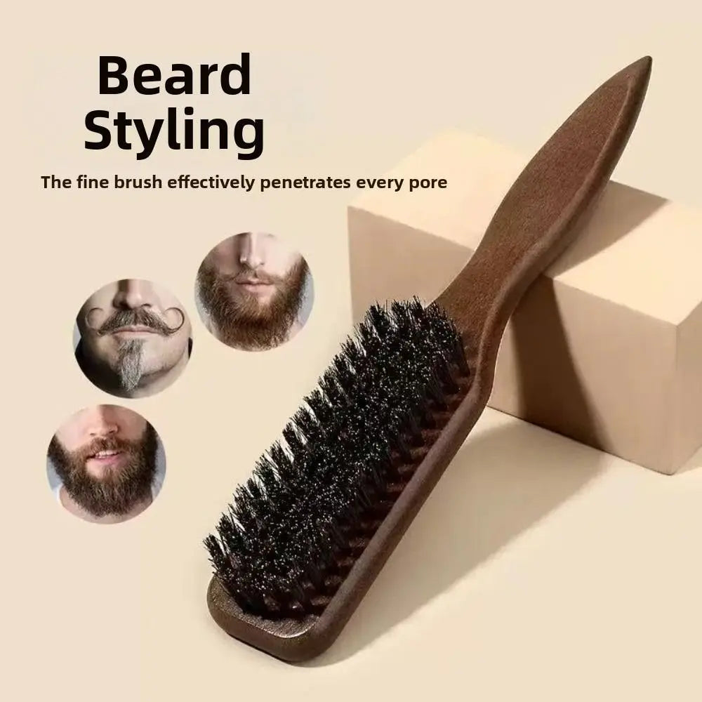 Smooth Boar Bristle Hair Brush Backcombing Wooden Handle Barber Styling Bristle Brush Edge Control Durable Back Hair Brush Zpaxo