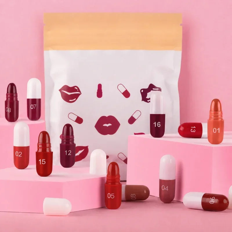 18 Mini Lipstick Matte Long-lasting Lip Gloss Combination Capsule