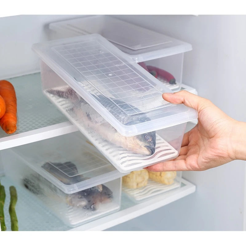 2 Lids Boxes Stackable Food Storage Containers Drain Tray Airtight