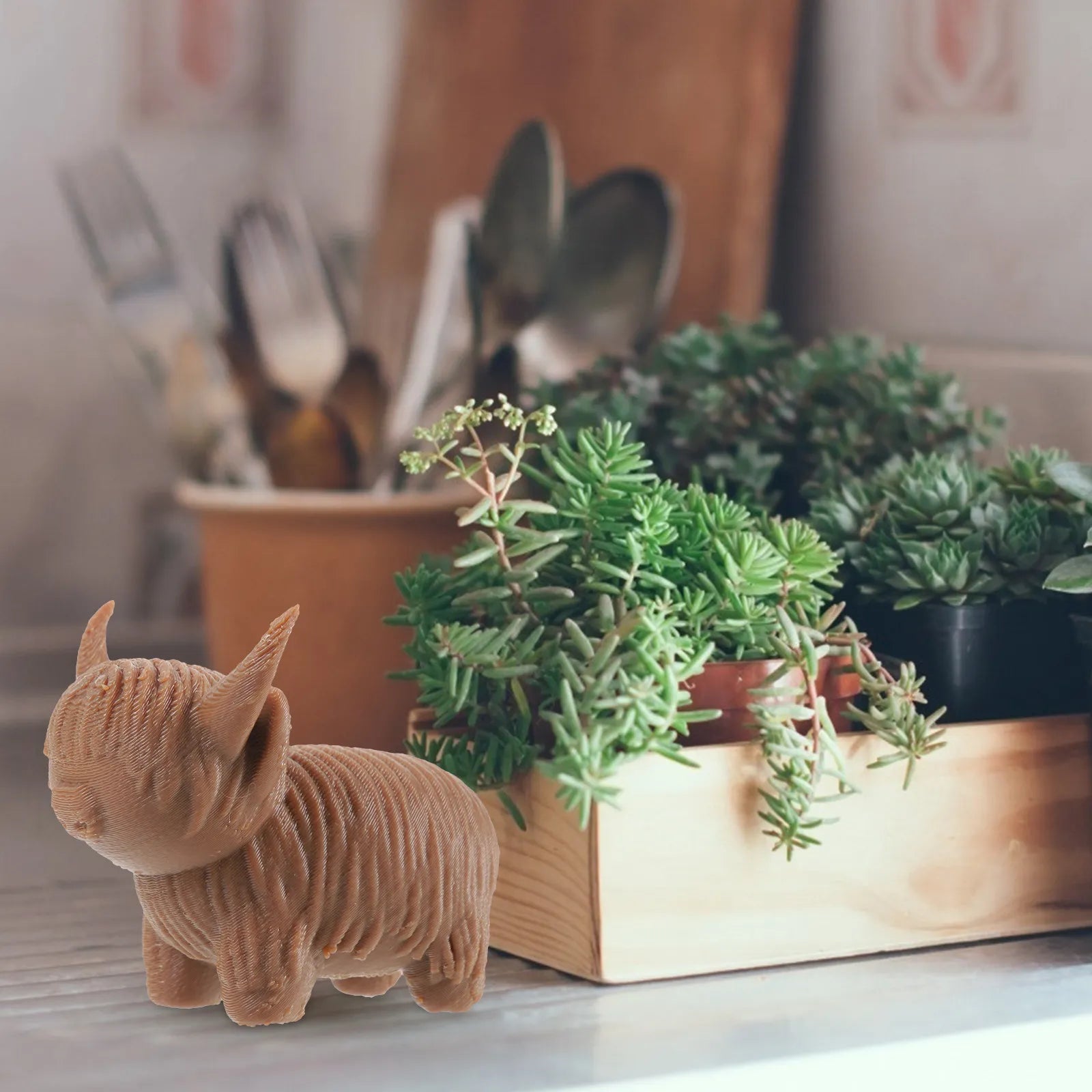 Small Highland Cow Statue Resin Craft Home Decoration Desktop