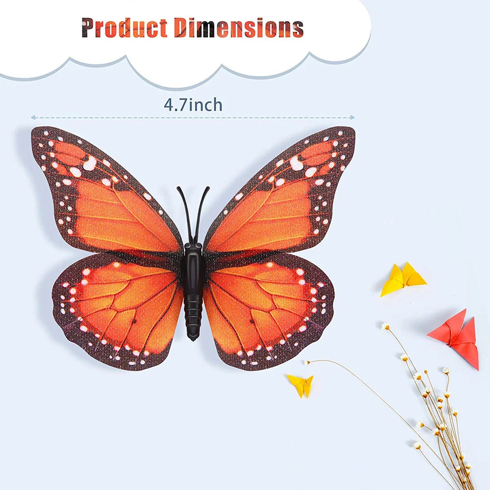 10-Pack 3D Monarch Butterfly Wall Stickers – Home & Party Decor