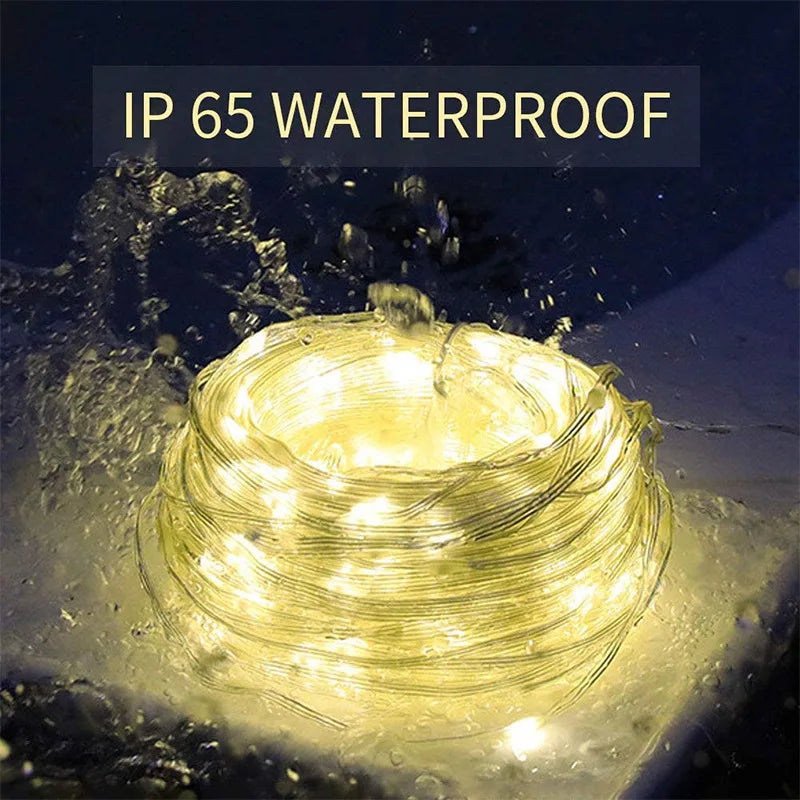 Solar LED Strings Lamp Waterproof Outdoor 300 Lights 8 Mode Garden Zpaxo