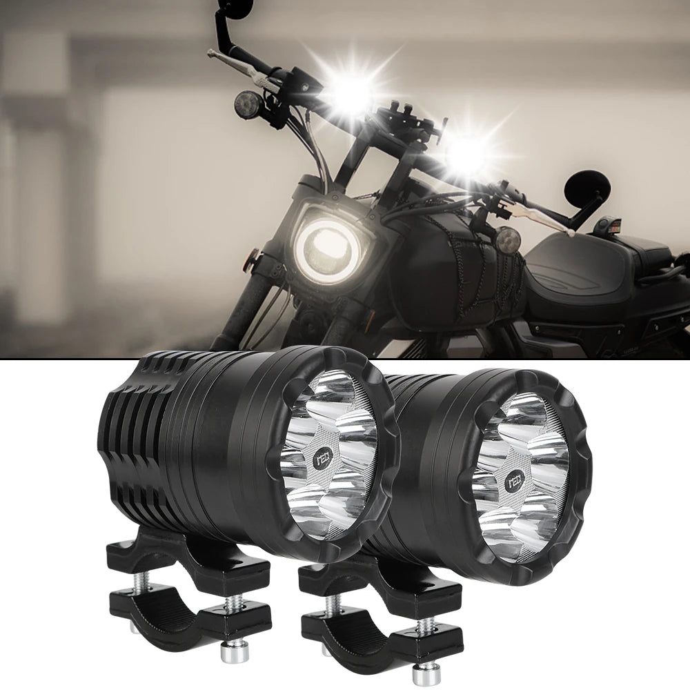 12V Motorcycle Light for BMW Honda Kawasaki Cafe Racer Auxiliary Fog Lamps LED Headlight Spotlight Assembly Driving Lamp Zpaxo