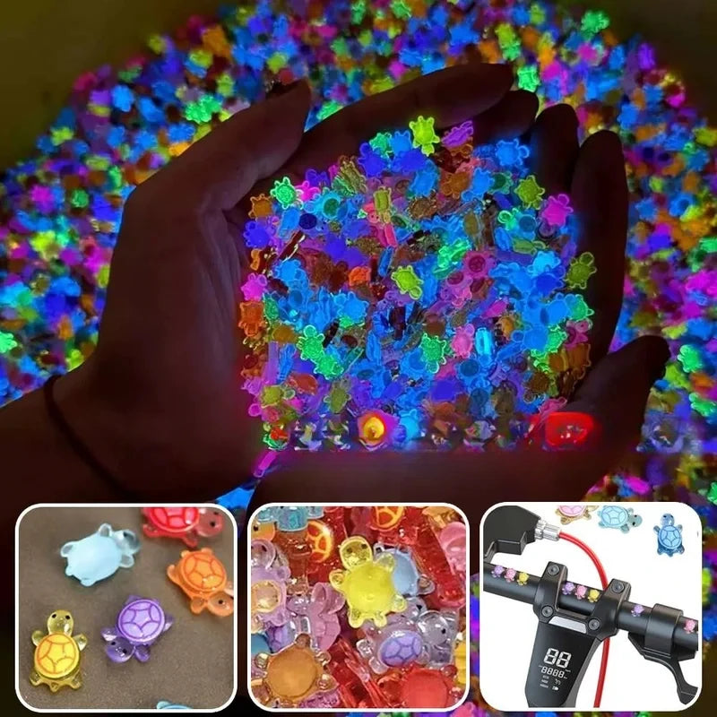 100 Glow-in-the-dark Resin Turtle Figurine Glowing Miniature Handmade