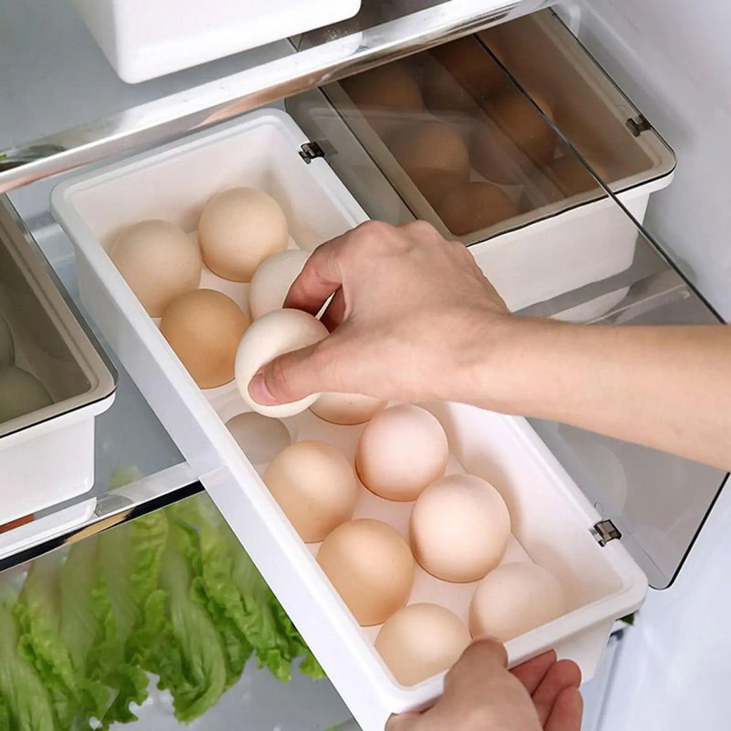Egg Container Refrigerator 12-Grid Holder Countertop Storage Box