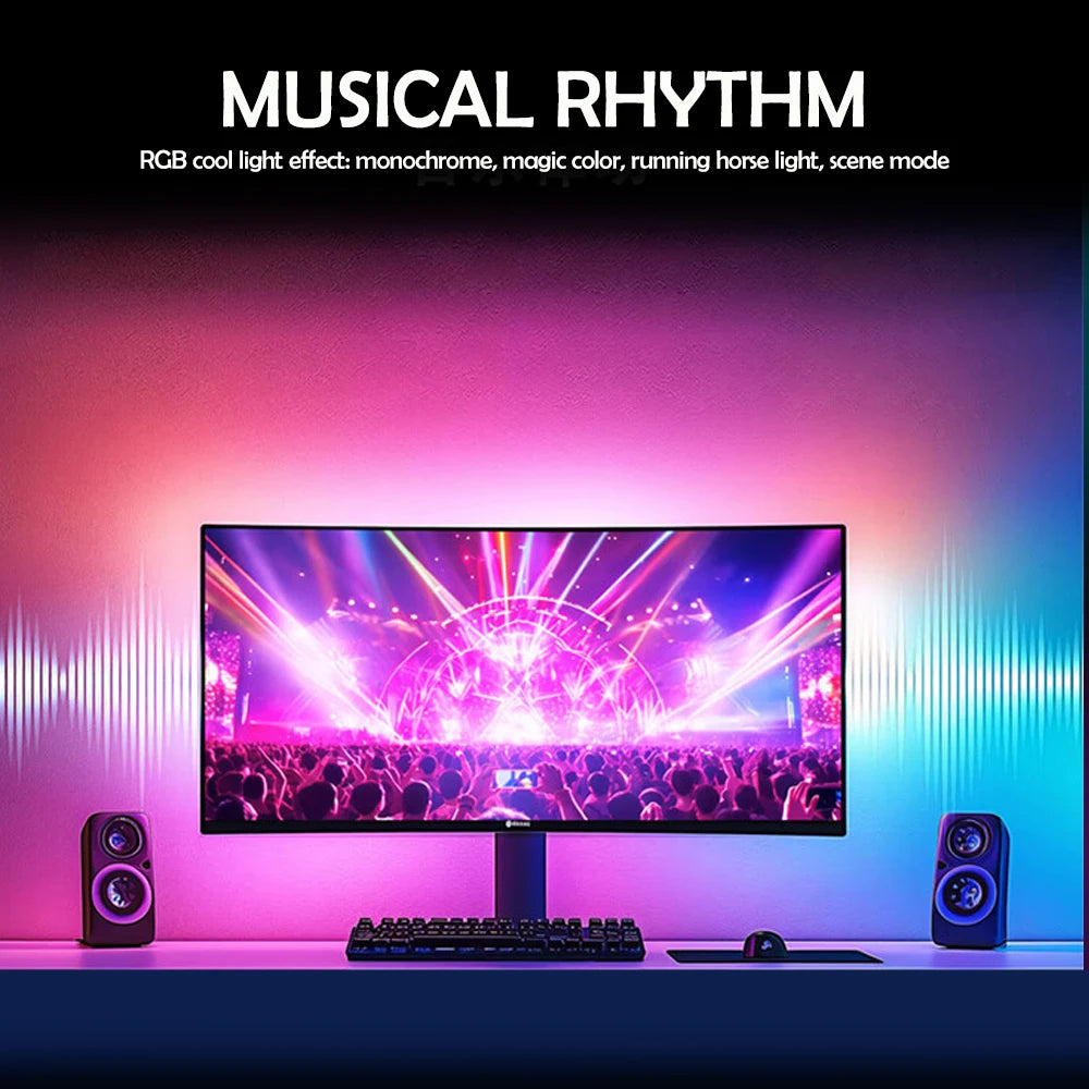 RGB Gaming Light Sync Strip Screen Backlight with Smart APP Control Ambient Lighting DIY Color Modes Computer Game Room Zpaxo
